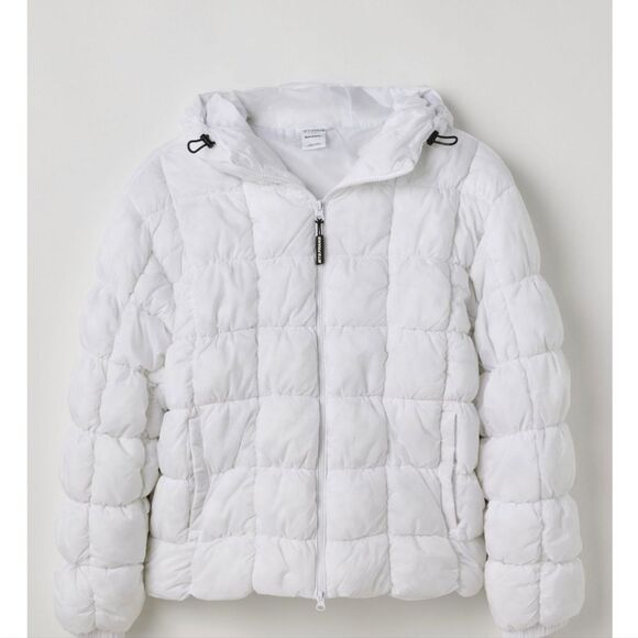 Urban Outfitters iets frans Ruched Puffer Jacket white size S - Picture 2 of 6